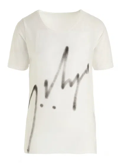 Yohji Yamamoto Yy Pattern Short Sleeved T-shirt In White