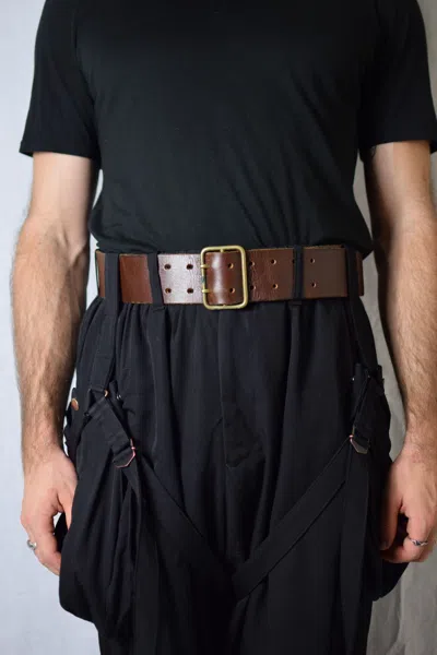 Pre-owned Yohji Yamamoto Yyph Double-prong Belt - He-f08-706 In Brown