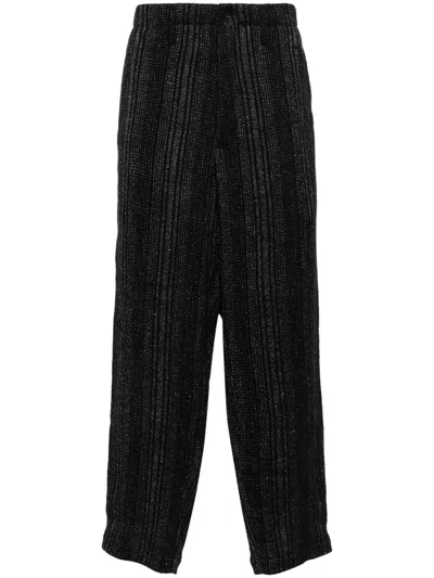 Yohji Yamamoto Z-stripe Wide-leg Trousers In Black