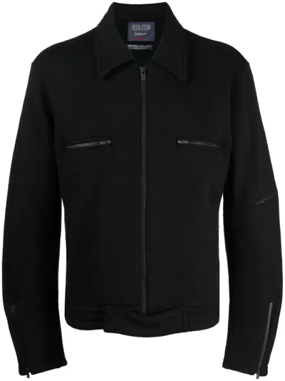 Yohji Yamamoto Zip-up Wool Shirt Jacket In Black