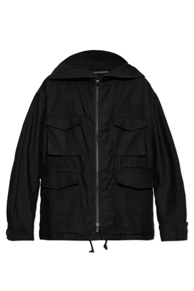 Yohji Yamamoto W-brim Slouch-hood Jacket In Black