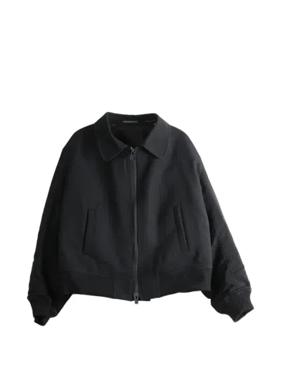 Yohji Yamamoto Zip-up Collared Jacket In Black