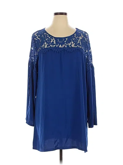 Pre-owned Yoins Long Sleeve Blouse In Blue