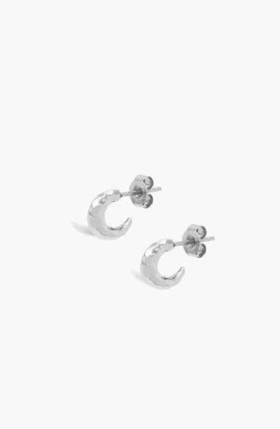 Yoj Aalto Mini Hammered Hoop Earrings In Silver