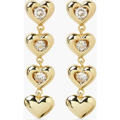 Yoj Afello Heart Drop Earrings In Gold & Crystal