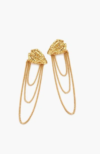 Yoj Atagi Face On Chain Stud Earrings In Gold