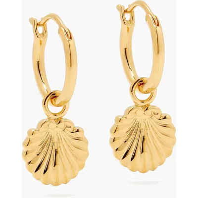 Yoj Concha Mini Charm Hoop Earrings In Gold