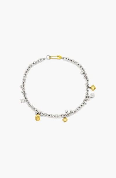 Yoj Coral Curb Necklace In Two Tone