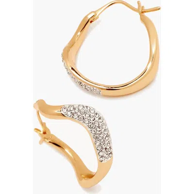 Yoj Curved Mini Pave Hoop Earrings In Gold