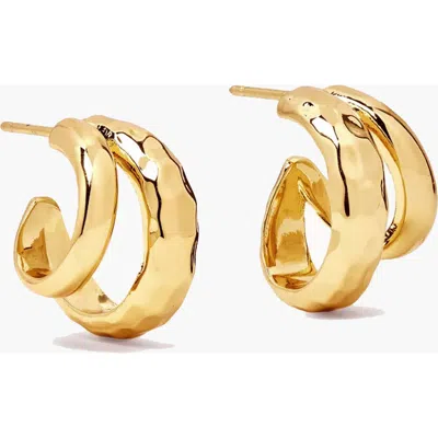 Yoj Double Claw Hammered Hoop Earrings In Multi