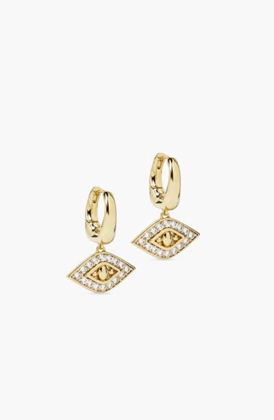 Yoj Evil Eye Drop Earrings In Gold & Crystals