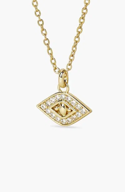 Yoj Evil Eye Pendant Short Necklace In Gold & Crystals