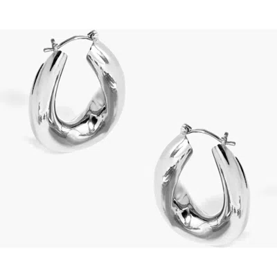 Yoj Falin Midi Chubby Hoop Earrings In Silver