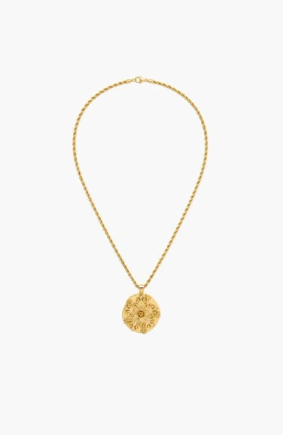 Yoj Flower Pendant Rope Necklace In Gold