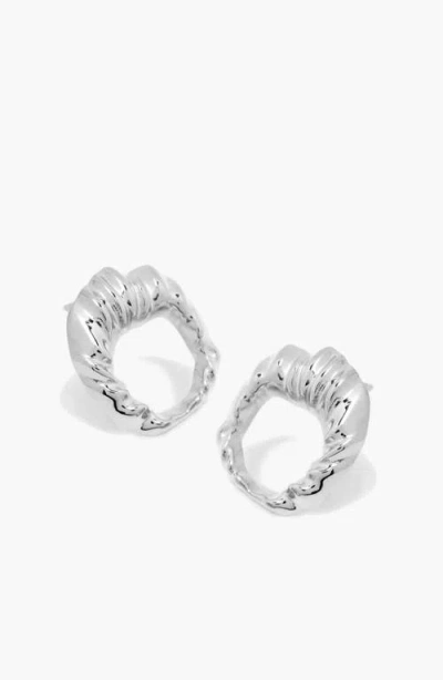 Yoj Iyun Face On Stud Earrings In Silver In Transparent
