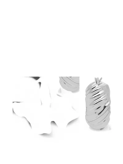 Yoj Kola Ribbed Hoop Earrings In Orange