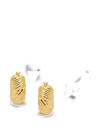 Yoj Kola Ribbed Hoop Earrings In Pink