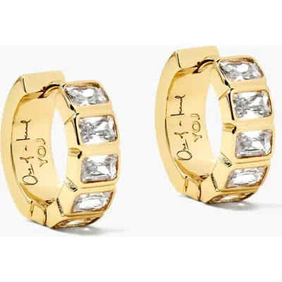 Yoj Kwarlo Mini Pave Hoop Earrings In Gold And Crystals