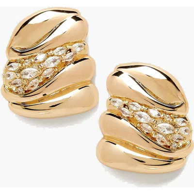 Yoj Laque Earrings In Gold And Crystals