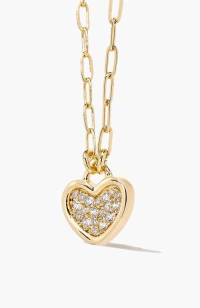 Yoj Link Heart Pave Short Necklace In Gold