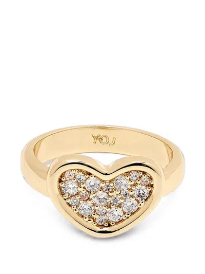 Yoj Loff Heart Crystal-embellished Rings In Purple