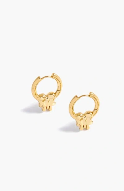 Yoj Loff It Mini Charm Hoops In Gold