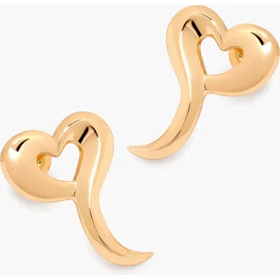 Yoj Loff Mini Heart Studs In Gold In Silver