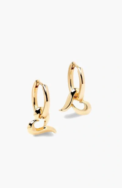 Yoj Love Charm Huggies In Gold
