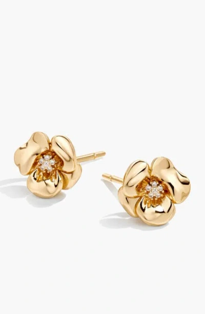 Yoj Lulu Midi Flower Stud Earring In Gold