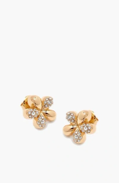 Yoj Luna Mini Flower Crystal Stud Earring In Metallic