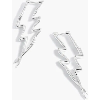 Yoj Maxi Lightning Earrings In Silver