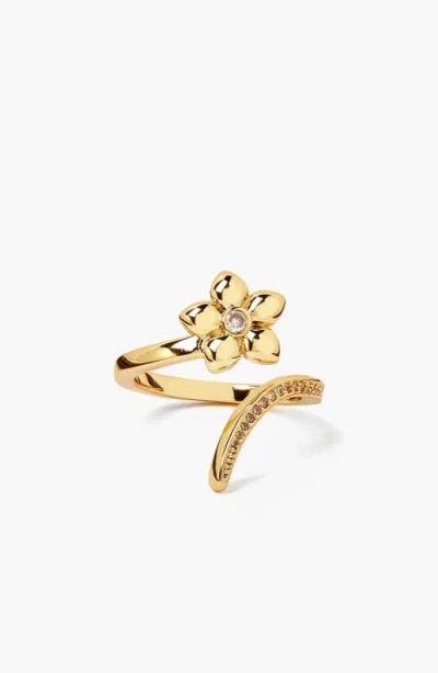 Yoj Meigu Crystal Open Ring In Gold & Crystals