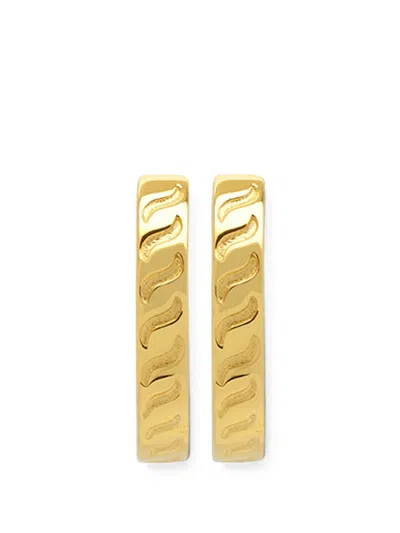 Yoj Midi Rorun Engraved Hoop Earrings In Gray