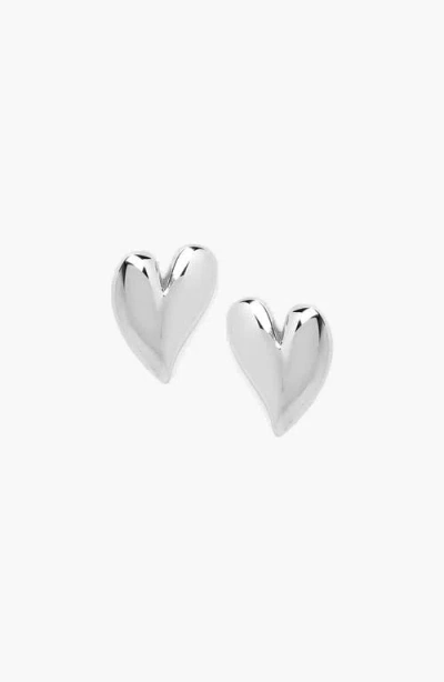Yoj Mini Heart Stud Earrings In Silver