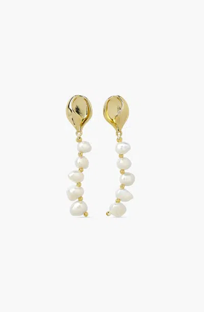 Yoj Mipos Pearl Charm Drop Earrings In Gold & Pearls