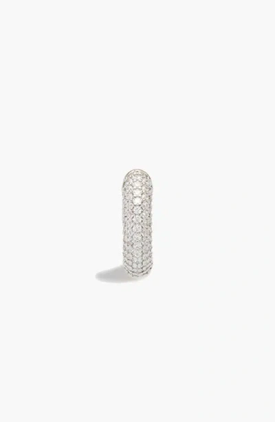 Yoj Pave Huggie Hoop In Silver