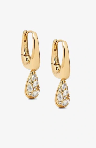 Yoj Petra Pave Hoop In Gold And Crystals