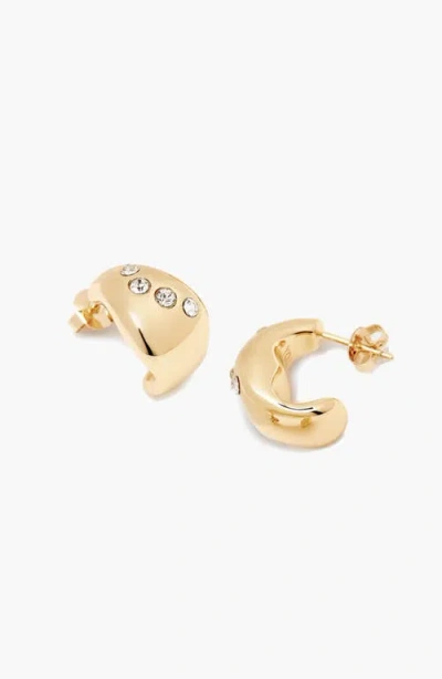 Yoj Remeni Crystal Chubby Hoop Earrings In Gold