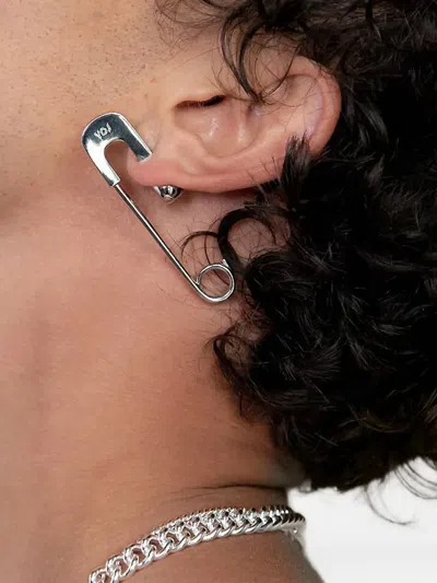 Yoj Safety-pin Earring In White
