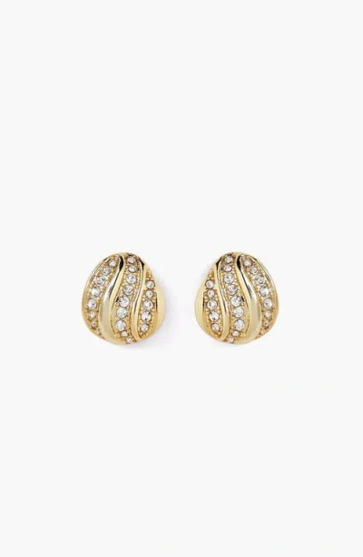 Yoj Twerti Pave Midi Studs In Gold & Crystals