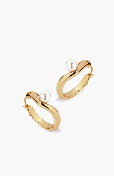 Yoj Twerti Pearl Hoop Earrings In Gold & Pearls