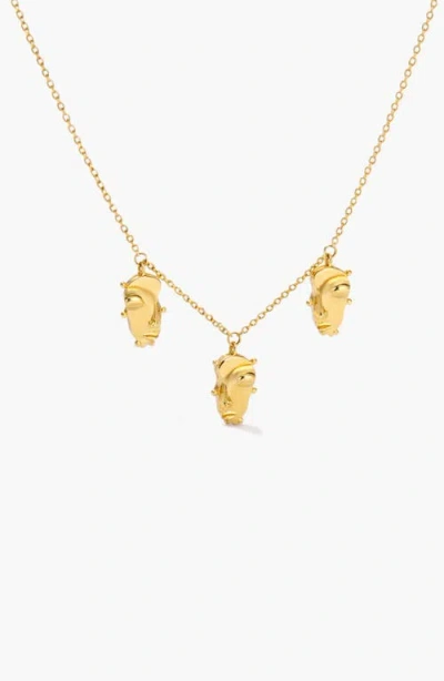 Yoj Visage Mini Charm Necklace In Gold