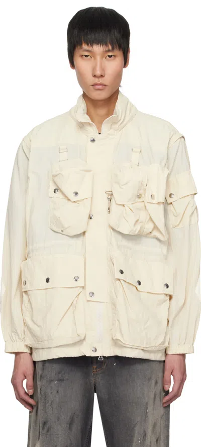 Yoke Beige Multi Pocket Jacket In L.yellow