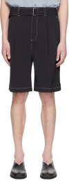Yoke Black Belted Shorts In Black