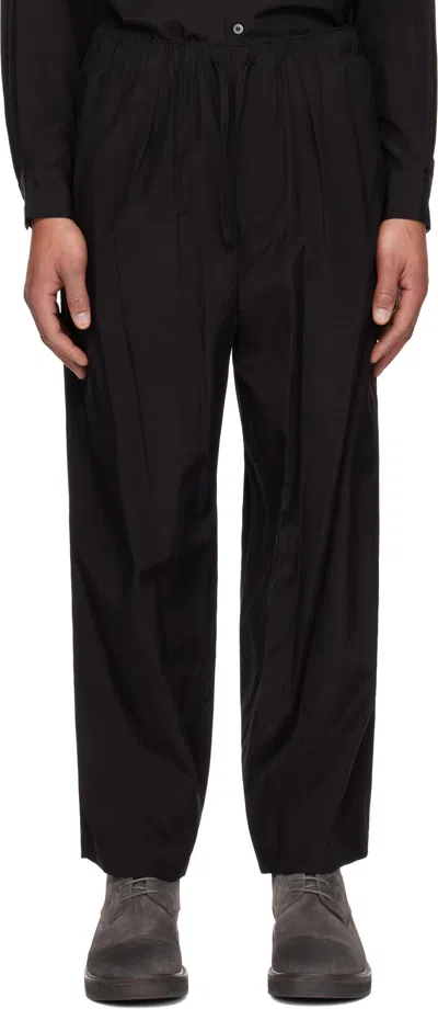 Yoke Black Weather Cloth Easy Trousers