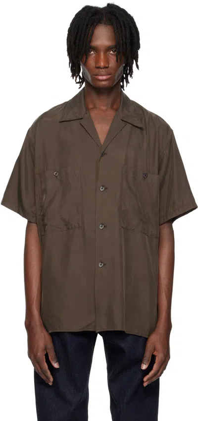 Yoke Brown Chambray Open Collar Shirt