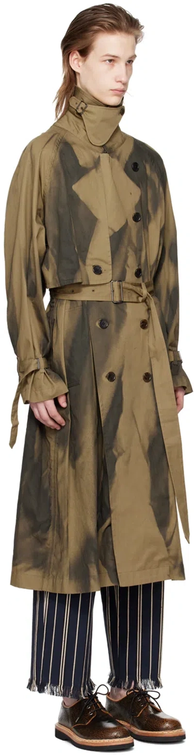 Yoke Brown Double-breasted Trench Coat In Khaki