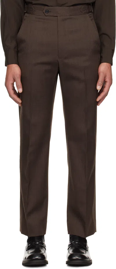 Yoke Brown Wool Gabardine Trousers In Top Brown