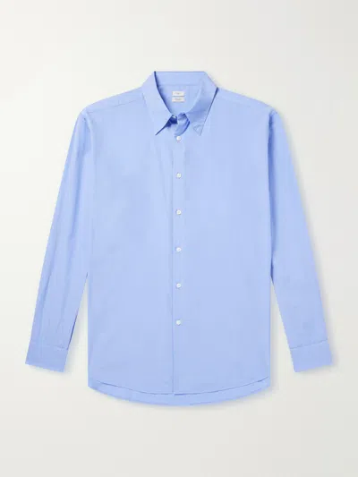 Yoke Classic-collar Cotton-poplin Shirt In Blue