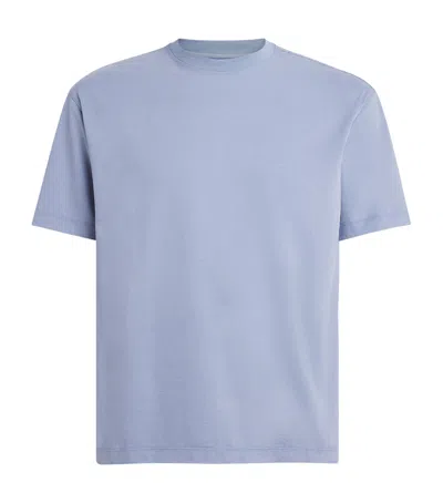 Yoke Cotton Crew-neck T-shirt In Blue